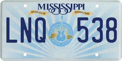 MS license plate LNQ538