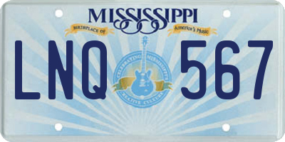MS license plate LNQ567