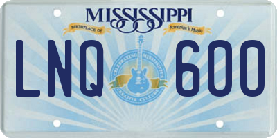 MS license plate LNQ600