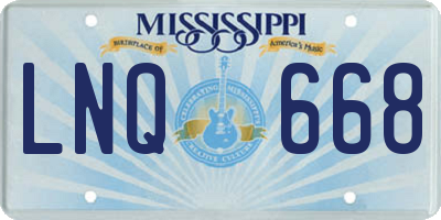 MS license plate LNQ668