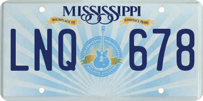 MS license plate LNQ678