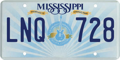 MS license plate LNQ728