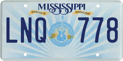 MS license plate LNQ778