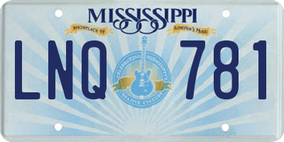MS license plate LNQ781
