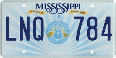 MS license plate LNQ784