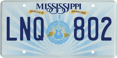 MS license plate LNQ802