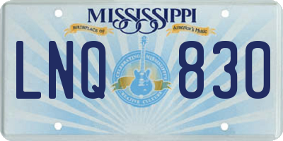 MS license plate LNQ830