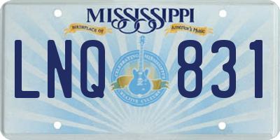 MS license plate LNQ831