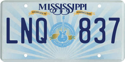 MS license plate LNQ837