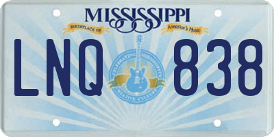 MS license plate LNQ838