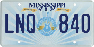 MS license plate LNQ840