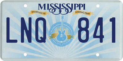 MS license plate LNQ841