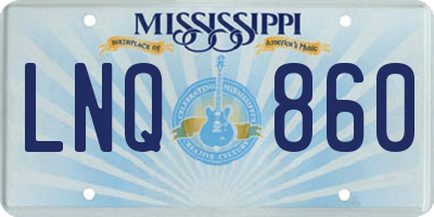 MS license plate LNQ860