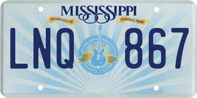 MS license plate LNQ867