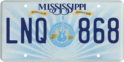 MS license plate LNQ868