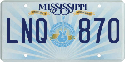 MS license plate LNQ870