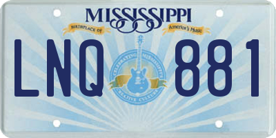 MS license plate LNQ881