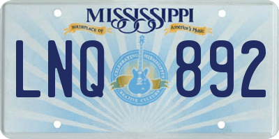 MS license plate LNQ892