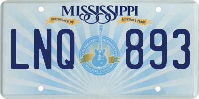 MS license plate LNQ893