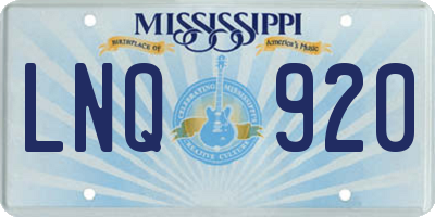 MS license plate LNQ920