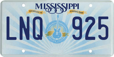 MS license plate LNQ925