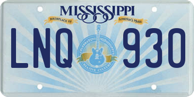 MS license plate LNQ930