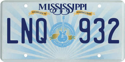 MS license plate LNQ932