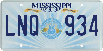 MS license plate LNQ934