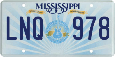 MS license plate LNQ978