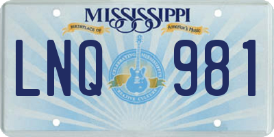 MS license plate LNQ981
