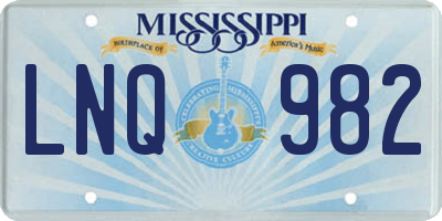 MS license plate LNQ982