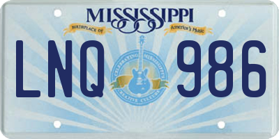 MS license plate LNQ986