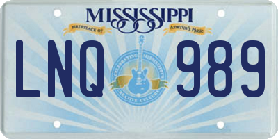MS license plate LNQ989