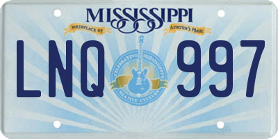 MS license plate LNQ997