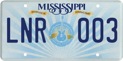 MS license plate LNR003