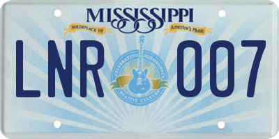 MS license plate LNR007