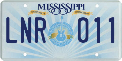 MS license plate LNR011