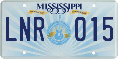 MS license plate LNR015