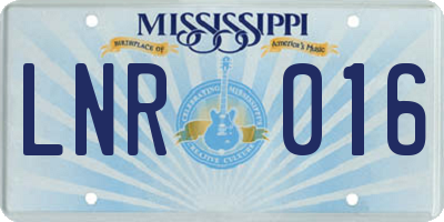 MS license plate LNR016