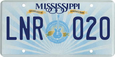 MS license plate LNR020