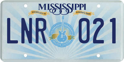 MS license plate LNR021