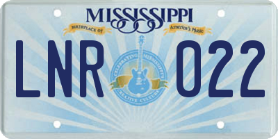 MS license plate LNR022