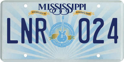 MS license plate LNR024