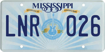 MS license plate LNR026