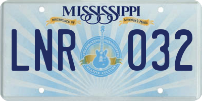 MS license plate LNR032