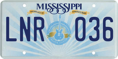 MS license plate LNR036