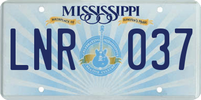 MS license plate LNR037