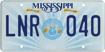 MS license plate LNR040