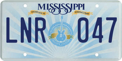 MS license plate LNR047