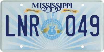 MS license plate LNR049